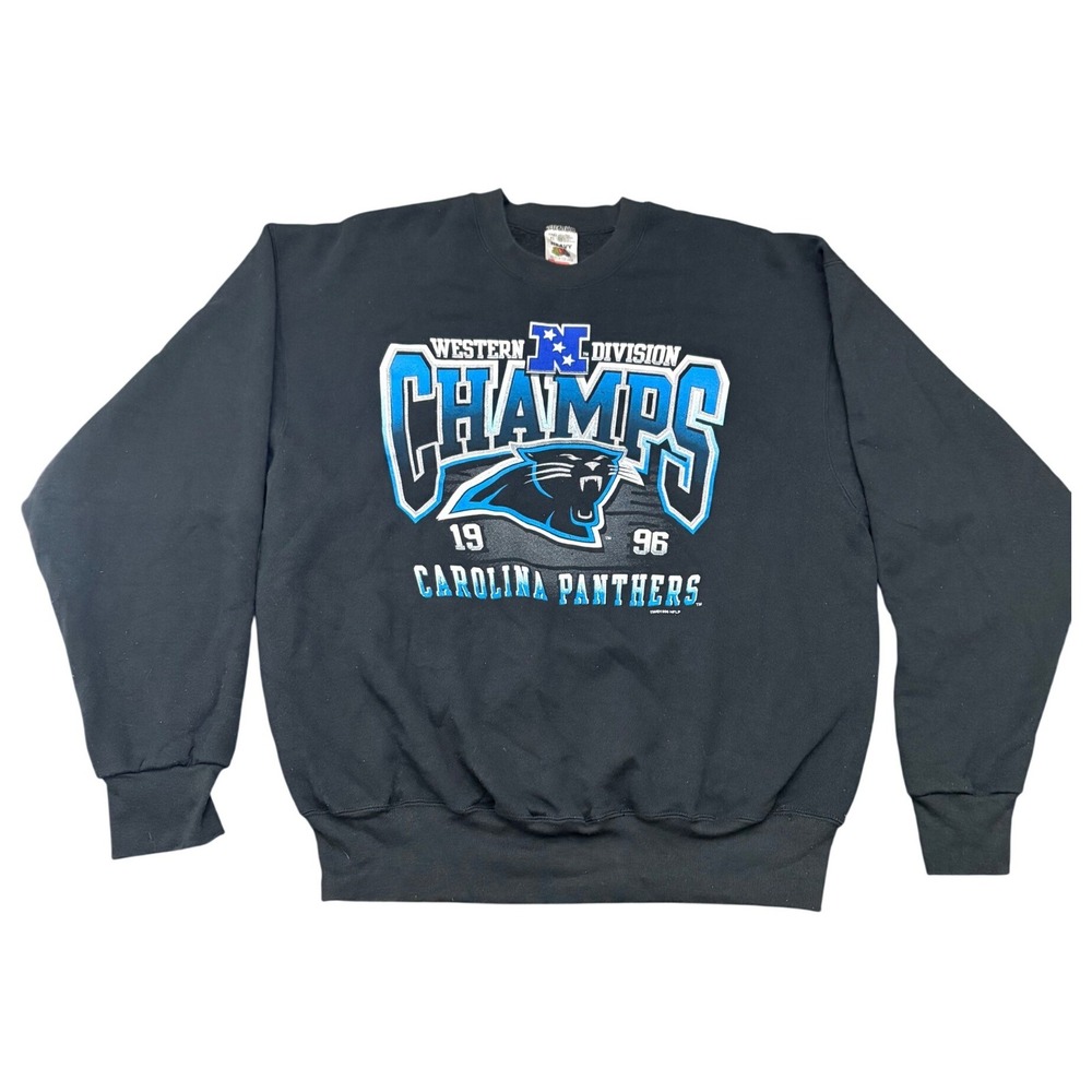 FOTL VTG 1996 Carolina Panthers Made in USA Crewneck XL NFC West Champs Black